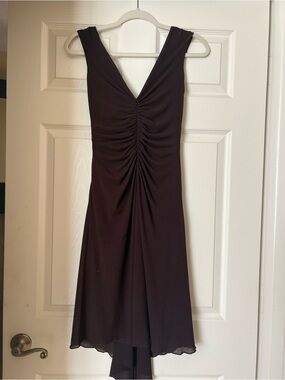 Elegant Black V-Neck Hi lowRuched Women’s Dress